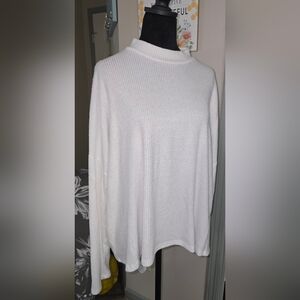 242 Ambience Women's White Ribbed Sweater - Ultra Soft (M)